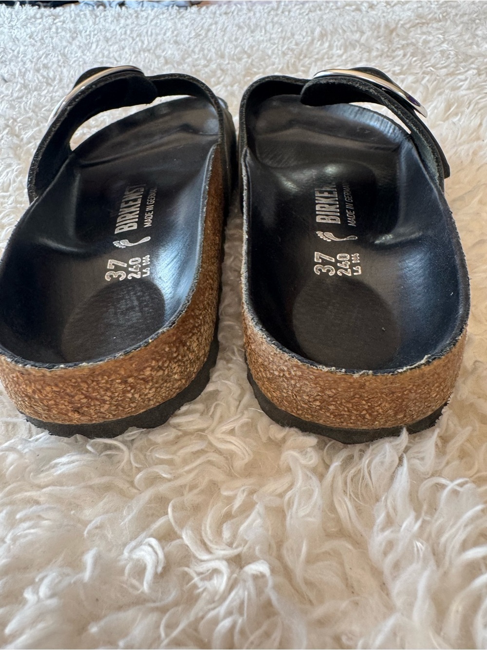 Birkenstock Madrid Big Buckle Slide Sandals in Black with Silver Buckle Size 37 - Picture 8 of 11